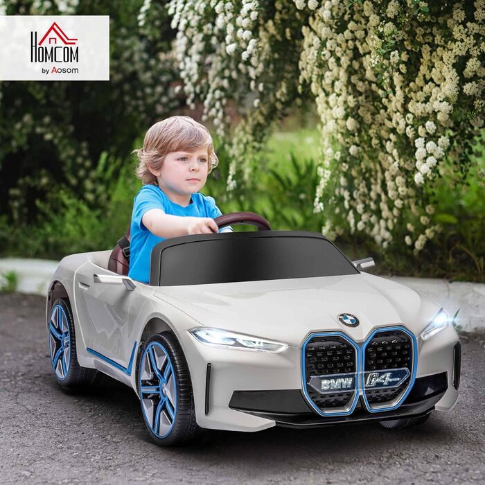 Дитячий електромобіль HOMCOM 12V з пультом керування 2.4GHz, білий - для дітей 3-5 років