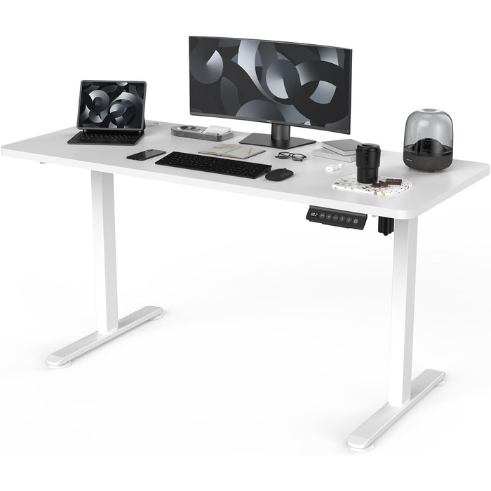 Електричний регульований стіл Flamaker 140×60 см із USB, чорний, на колесах