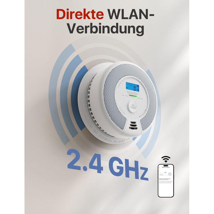 Датчик диму та CO X-Sense SC07-WX з Wi-Fi, з змінною батареєю, сумісний з додатком X-Sense Home Security, 1 шт.