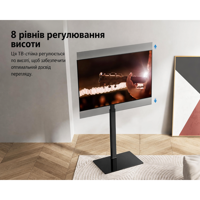 Підлогова стійка для телевізора FITUEYES, регульована по висоті та нахилу, для 32-60 дюймів, до 30 кг, VESA 600x400, чорна, підходить для пласких і вигнутих екранів
