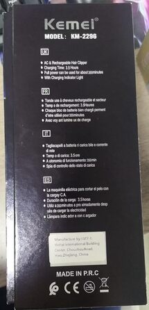 Kemei 2296 професійна машинка для стрижки волосся і бороди, бездротова, T-подібний лезо, USB-зарядка, чорна