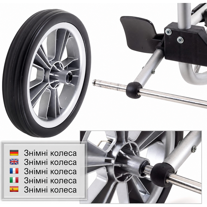 Візок для покупок ANDERSEN Alu Star Shopper Tamo, антрацит, 51 л, з рефлектором, термоізоляцією, алюмінієвий, регульована висота, знімні колеса