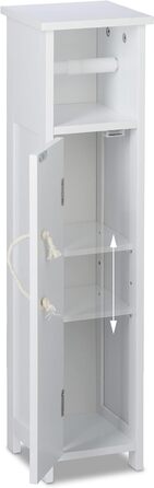 Підлоговий тримач для туалетного паперу Relaxdays, білий, з полицею, 71x18x20 см, шнурова ручка, шафка для туалетного паперу, МДФ