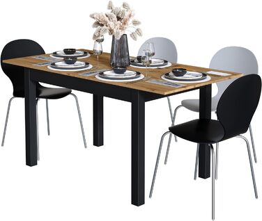 Розсувний обідній стіл Newfurn з дикої дуба та антрациту, 120-160x70 см, для кухні та їдальні