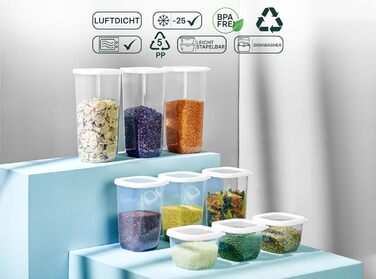 Набір герметичних контейнерів для зберігання продуктів Uandu, 12 шт., BPA Free, органайзер для кухні, білі кришки, для сипучих та сухих харчів
