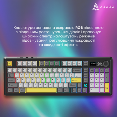Бездротова механічна клавіатура Ajazz AK980 Clear Sky Switch Black-Gray-Yellow (AK980-CS-BGY)