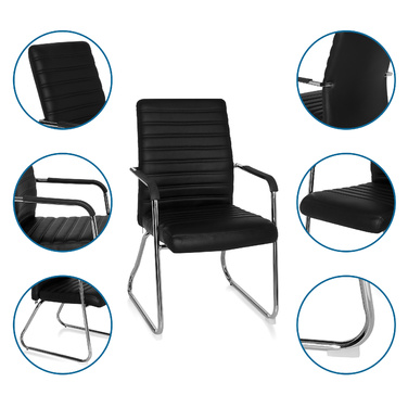 Крісло для конференцій / крісло для полозів / крісло STEEL V PU black hjh OFFICE