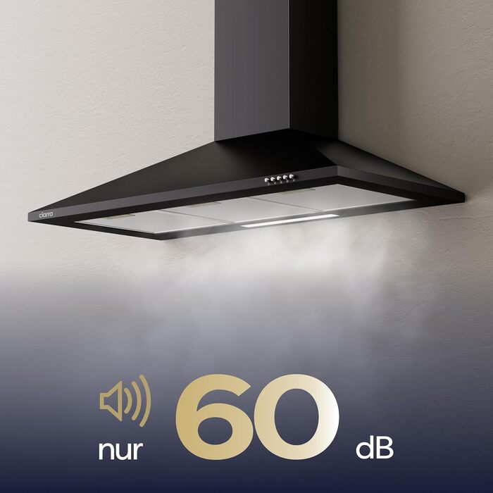 Витяжка для кухні CIARRA CBCS6201 A++ пірамідальна, нержавіюча сталь, 90 см, 404 м³/год, з вугільним фільтром CBCF002X2, режим відведення та рециркуляції