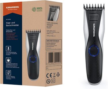 Машинка для стрижки волосся і бороди GRUNDIG MC6840, акумуляторна/мережева, LED, чорна/срібляста, довжина зрізу до 30 мм