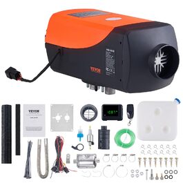 Електрична дизельна теплова газова пушка VEVOR 12V 8kW з LCD-дисплеєм та пультом дистанційного керування, 0.16-0.62 л/год, оранжева