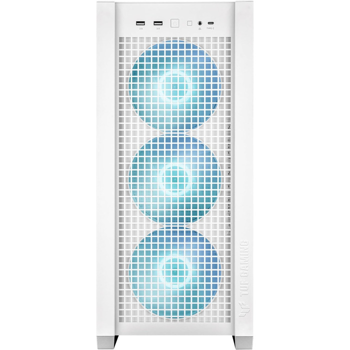 Ігровий корпус ASUS TUF GT302 ARGB білий, Mid-Tower ATX, 4x140 мм ARGB вентилятори, змінні бокові панелі, підтримка ATX материнських плат із прихованими роз'ємами, сітчаста фронтальна панель