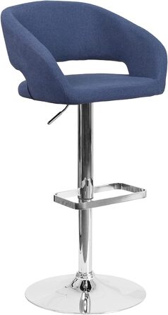 Барний стілець Flash Furniture Erik, синій текстиль, хром, регульована висота, зручна спинка та підніжка