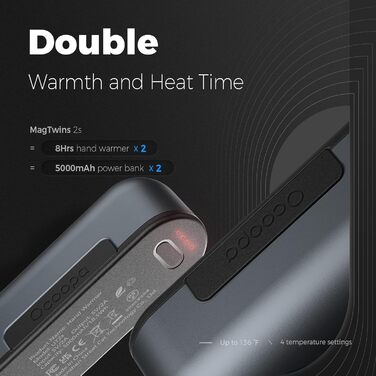 Електричні грілки для рук OCOOPA MagTwins, 10000 mAh, 2 шт., 4 режими нагріву, USB Powerbank для зими, сірий колір