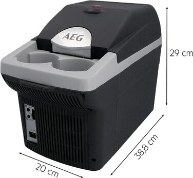 AEG Automotive Board-Bar BK 6 термоелектрична холодильна і підігрівальна сумка 6 л, 12V для авто та мережі, з ременем, чорна/світло-сіра