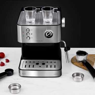 Еспресо-машина Cecotec Cumbia Power 20 Barista Aromax: 2900 Вт, 2 системи нагріву, 20 бар, манометр, подвійний фільтр