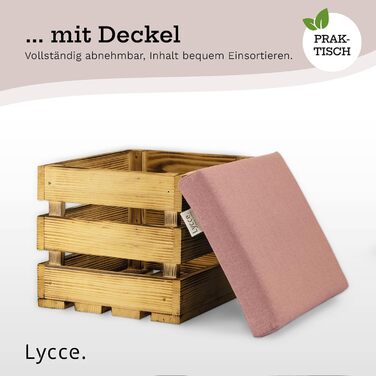 Лавка-сидіння Lycce з місцем для зберігання, дерев'яна скриня з оббивкою, кришка рожева, 35 л (40 x 32 x 34 см), пуф для білизни, рушників, іграшок