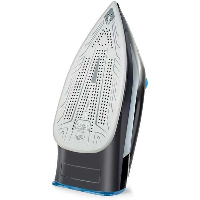 Праска парова BLACK+DECKER BXIR2401E, 2400 Вт, пластик, чорна/синя, резервуар 230 мл