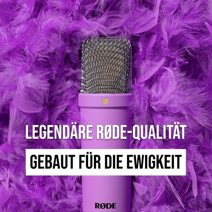 RØDE NT1 Signature Series – студійний конденсаторний мікрофон з великою діафрагмою, шоковим кріпленням, поп-фільтром та XLR-кабелем для музики, вокалу, стрімінгу та подкастингу, фіолетовий