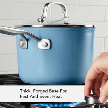 Набір посуду KitchenAid Harteloxierte керамічний антипригарний 9 предметів (Синій оксамит, 2.9 л)