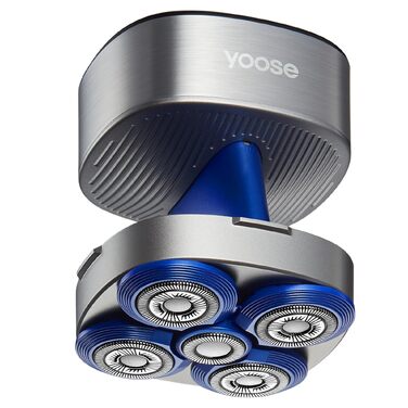Електрична машинка для гоління голови Yoose Herren IPX7 (5 насадок, 90 хв, USB-C, індикатор заряду, вологостійка, срібляста)