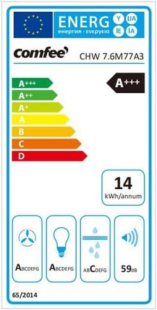 Витяжка кухонна COMFEE' CH60J72ET6A3B T-подібна 60 см, чорна, 650 м³/год, сенсорне керування та керування жестами, LED-підсвітка, клас A+++, режим рециркуляції та відведення