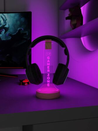 Підставка для навушників YuanDian Gamer Zone з підсвіткою RGB, дерев'яний тримач для геймерських навушників, 16 кольорів для декору ігрової кімнати, подарунок геймеру