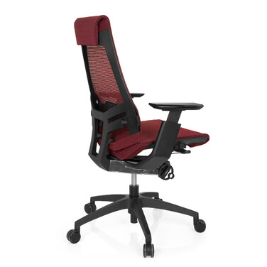 Офісне крісло GENIDIA SMART BLACK з сітчастою спинкою, червоним акцентом hjh OFFICE