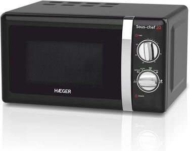 Мікрохвильова піч Haeger Sous-chef 20, 20 л, чорна, 700 Вт