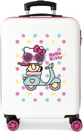 Дитяча валіза Hello Kitty Girl Gang, рожева, 38x55x20 см, жорсткий ABS корпус, кодовий замок, 35 л, 2,3 кг, 4 колеса, ручна поклажа