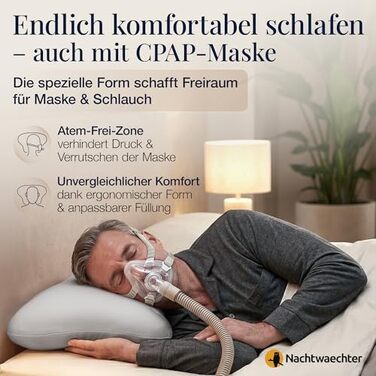Наволочка для подушки Nachtwaechter LINA для людей з апное сну та користувачів CPAP-терапії, біла