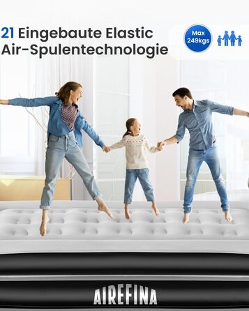 Надувний матрац Airefina з вбудованим насосом, самонадувний за 2 хвилини, односпальний, розмір 190x100x41 см, максимальне навантаження 250 кг, для гостей і кемпінгу