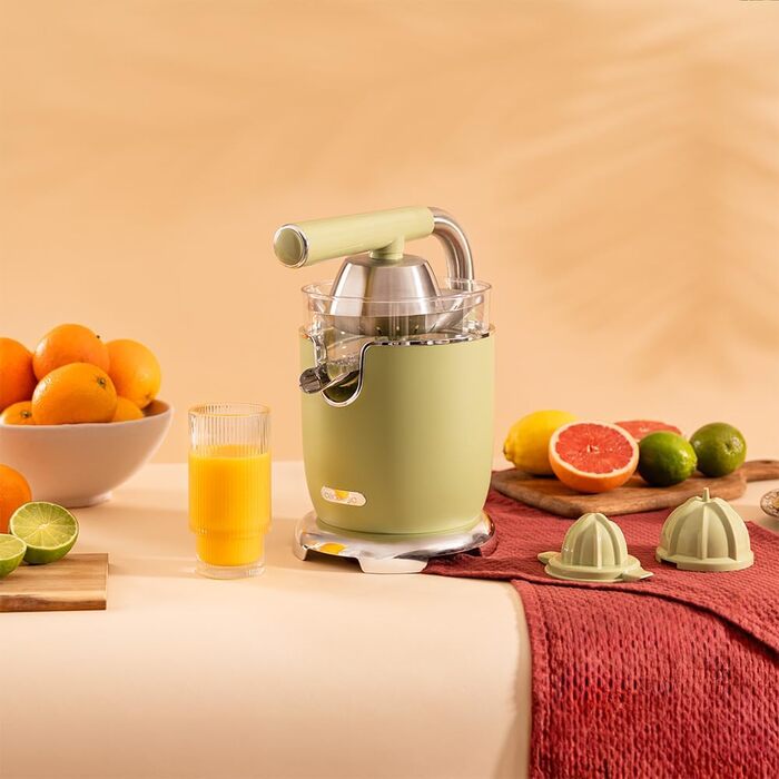 Електрична соковитискачка для цитрусових Cecotec Xqueeze RetroJuice 1000 Green. 1000W, нержавіючий фільтр, 2 конуси, система запобігання краплі