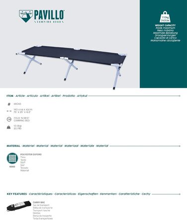 Розкладне польове ліжко Bestway Pavillo Fold N Rest 190x64x42 см для кемпінгу