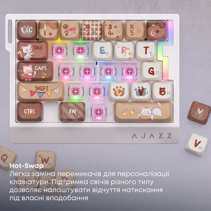 Дротова магнітна клавіатура Ajazz AK029 Meow Magnetic Switch (AK029-M-Y)