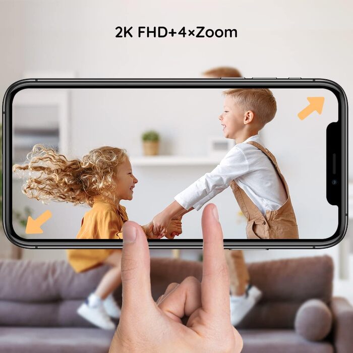 BOIFUN Додаткова камера для немовлят 6T 2K WiFi: відеоняня з нічником, датчиком руху/плачу/звуку, AI-відстеженням, датчиком температури/вологості, записом відео