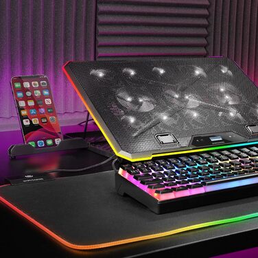 Охолоджуюча підставка для ноутбука Mars Gaming MNBC-Ultra, 140мм вентилятор, RGB Chroma, 5 рівнів нахилу, для ноутбуків до 18