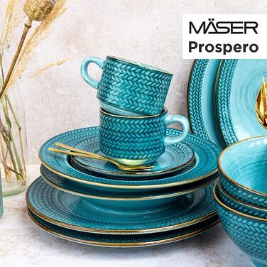 Набір з 4 мисок MÄSER Prospero, ручний розпис, порцеляна, блакитні, вінтаж, для мюслі та супу, ресторанна якість