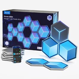 Світлодіодна 3D панель Govee Glide Hexagon Ultra, RGBIC, Wi-Fi, 10 панелей, 129 LED, сумісна з Alexa, для геймерської кімнати, декору стін