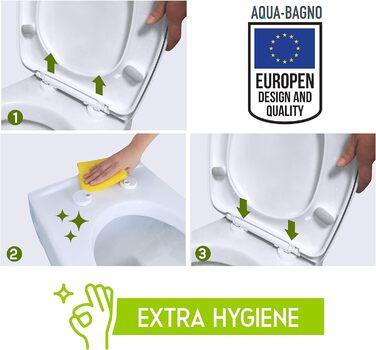 Універсальний туалетний сидіння Aqua Bagno з мікроліфтом, знімний WC-сидіння O-подібної форми, білий, накладна кришка
