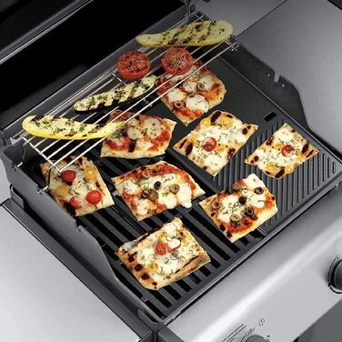 Гриль-решітка та сковорідка з чавуну для Weber Spirit I & II 200 Series, 44,5 см, набір 2 шт. – змінна плита для газових грилів E-210, E-220, S-210, S-220 з передньою панеллю