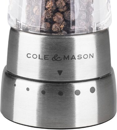 Перцемолка Cole & Mason Derwent зі сталі та акрилу, регульований помол, 190 мм, серія Precision+