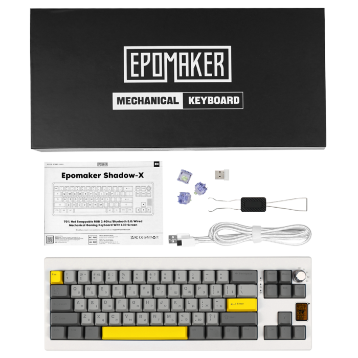 Клавіатура механічна бездротова EPOMAKER Shadow-X Wisteria Linear White (SHX-W-WL)