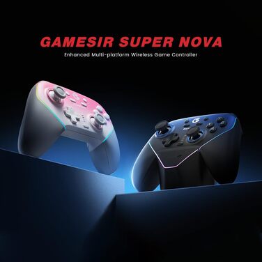 Бездротовий геймпад GameSir Super Nova з док-станцією, Hall-Effect стіками та адаптивними тригерами для Switch, Switch 2, PC, Android/iOS — Nightfall Blue