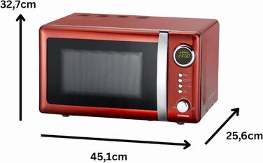 Мікрохвильова піч Melissa 16330110 Classico Ретро, 20 л, 700 Вт, 5 рівнів потужності, металевий корпус