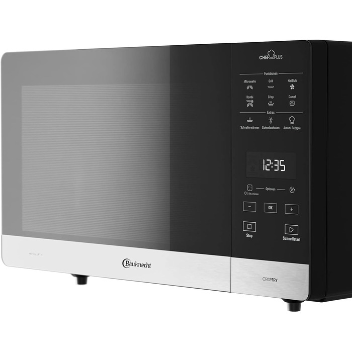 Мікрохвильова піч Bauknecht MW 59 MB, 25 л, 800 Вт, з кварцовим грилем 900 Вт, 3D-система, автоматичні програми, настільна, чорна