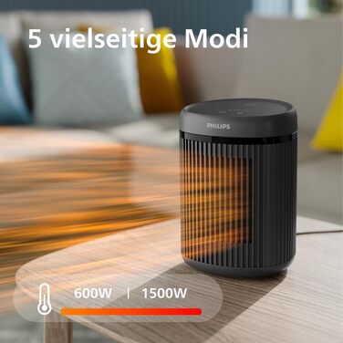 Керамічний тепловентилятор-товпчик Philips Smart 5000 серії, 2000 Вт, чорний