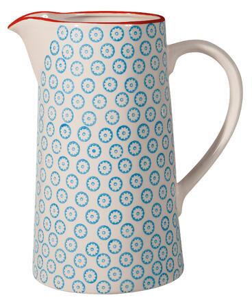 Керамічний глечик для води та молока Bloomingville Emma Retro Vintage, синій, 2 л, 13.5x22.5 см