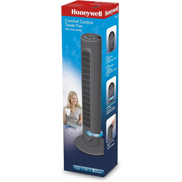 Вентилятор-колона Honeywell Comfort Control HYF1101E, турбінний, для дому