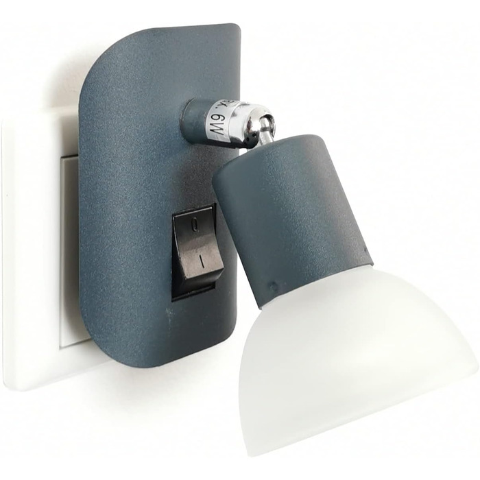 Trango 11-045 LED нічник з матовим антрацитовим корпусом і скляним абажуром, настінна лампа з GU10 LED 3000K теплий білий, з вимикачем, для читання та кухні, чорний матовий