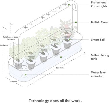 Click and Grow Indoor Garten: Розумний сад для вирощування зелені вдома з LED, 9 капсул (білий)